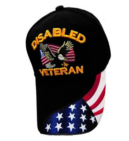 Disabled Veteran w Eagle & RWB Flag on Bill