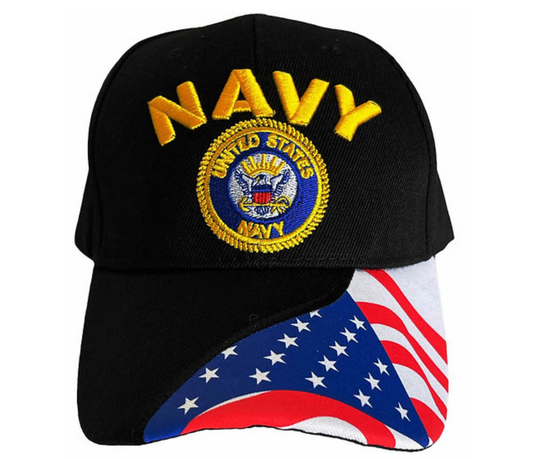 Navy Logo w RWB Flag on Bill Cap