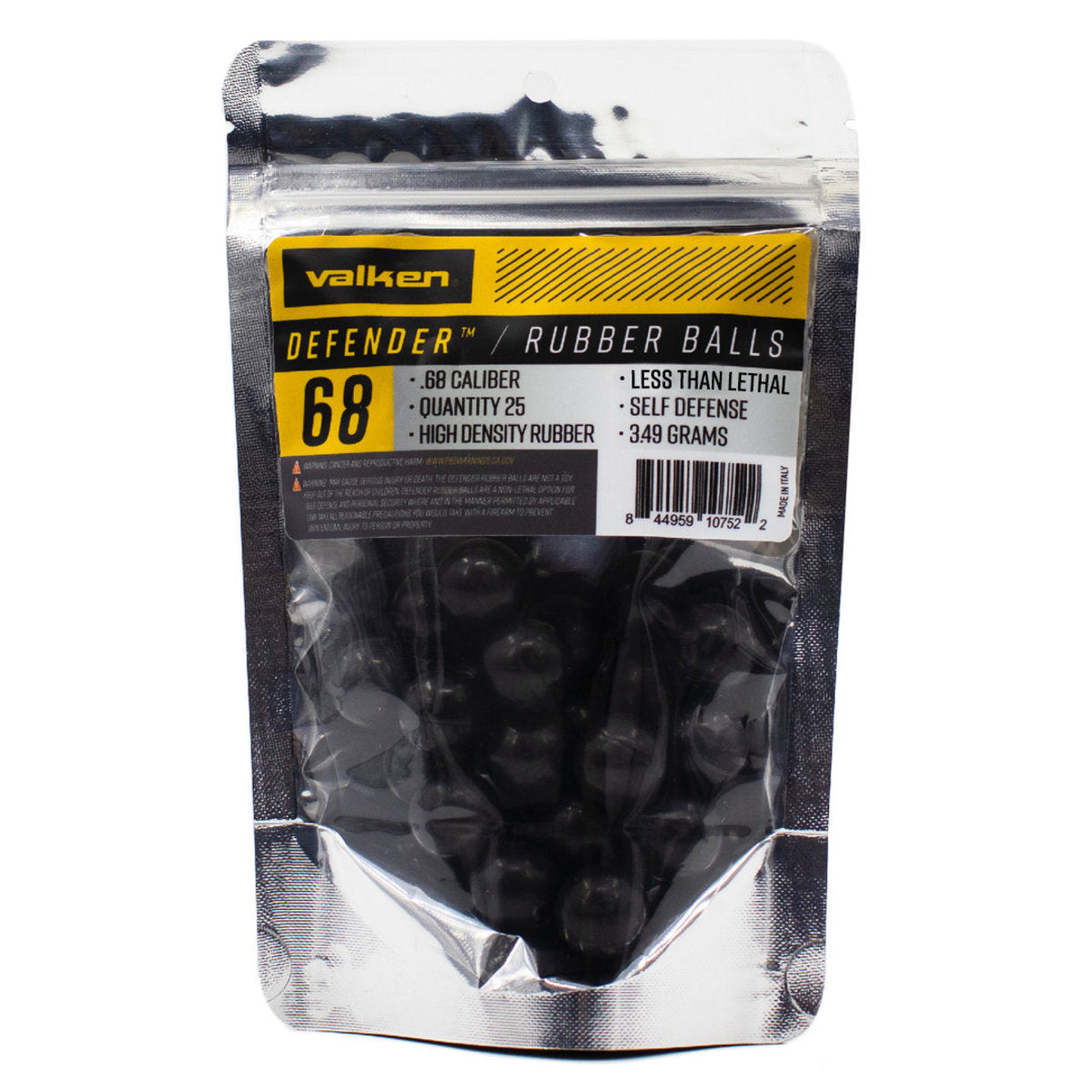 Valken Defender .68 Caliber Hard Rubber Balls - 25ct.