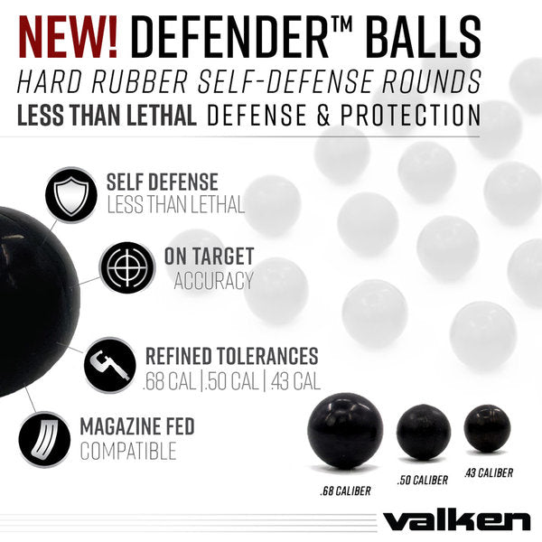 Valken Defender .50 Caliber Hard Rubber Balls - 25ct.