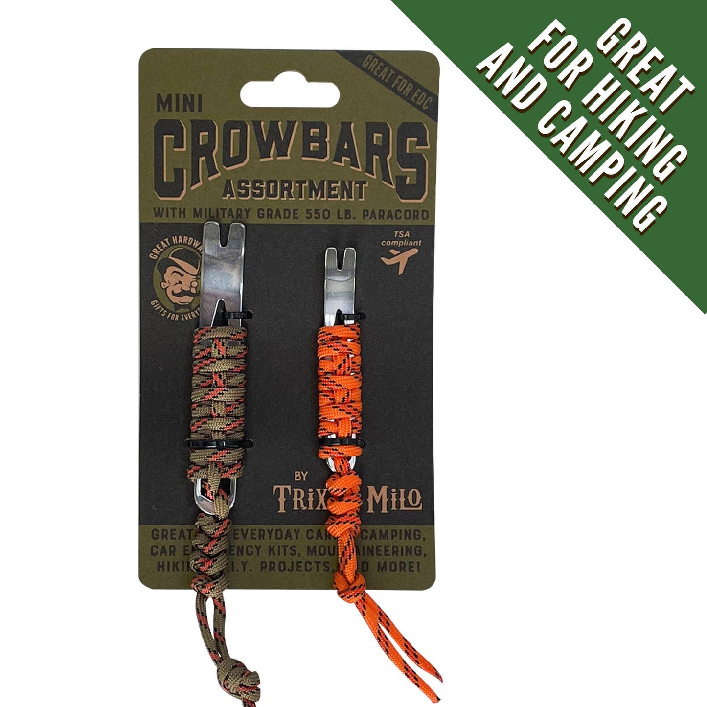 Mini Crowbar Tools (2) w/ Paracord wrap