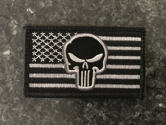 PSkull on US Flag Velcro Patch