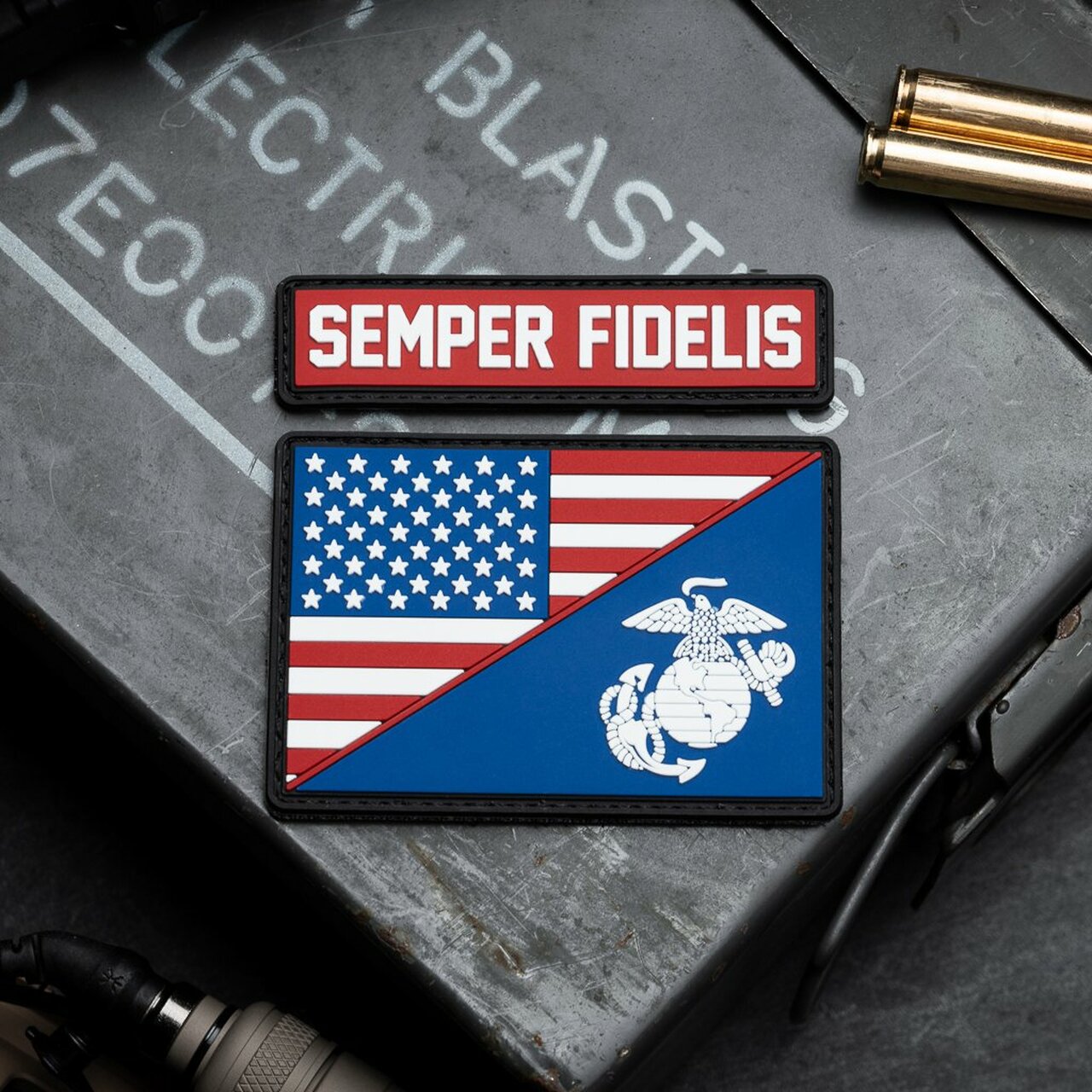 US Flag/USMC EGA & Semper Fi Cap Set